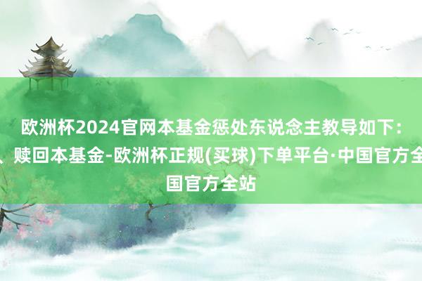 欧洲杯2024官网本基金惩处东说念主教导如下:购、赎回本基金-欧洲杯正规(买球)下单平台·中国官方全站