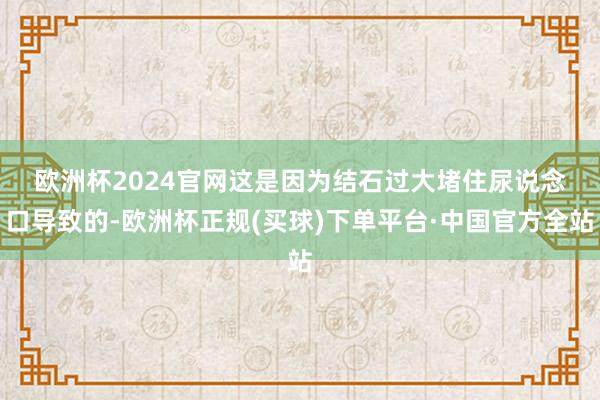 欧洲杯2024官网　　这是因为结石过大堵住尿说念口导致的-欧洲杯正规(买球)下单平台·中国官方全站