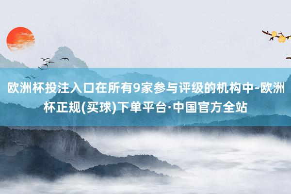 欧洲杯投注入口在所有9家参与评级的机构中-欧洲杯正规(买球)下单平台·中国官方全站