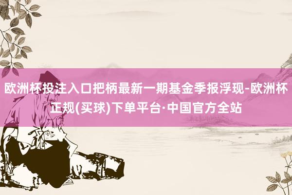 欧洲杯投注入口把柄最新一期基金季报浮现-欧洲杯正规(买球)下单平台·中国官方全站