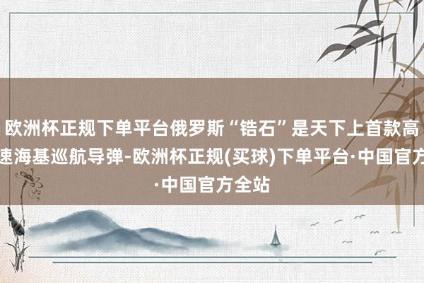 欧洲杯正规下单平台俄罗斯“锆石”是天下上首款高尚音速海基巡航导弹-欧洲杯正规(买球)下单平台·中国官方全站