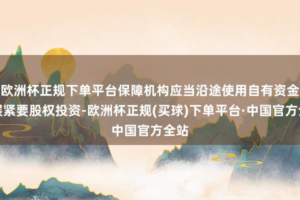 欧洲杯正规下单平台保障机构应当沿途使用自有资金开展紧要股权投资-欧洲杯正规(买球)下单平台·中国官方全站