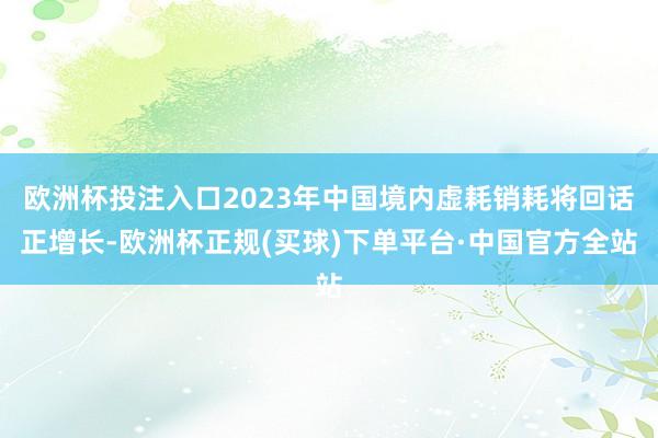 欧洲杯投注入口2023年中国境内虚耗销耗将回话正增长-欧洲杯正规(买球)下单平台·中国官方全站