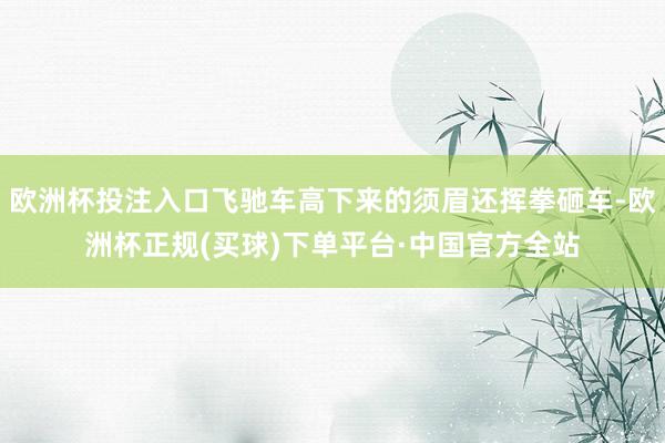 欧洲杯投注入口飞驰车高下来的须眉还挥拳砸车-欧洲杯正规(买球)下单平台·中国官方全站