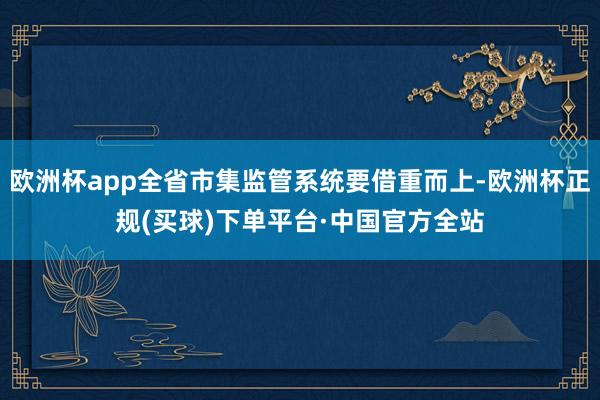 欧洲杯app全省市集监管系统要借重而上-欧洲杯正规(买球)下单平台·中国官方全站