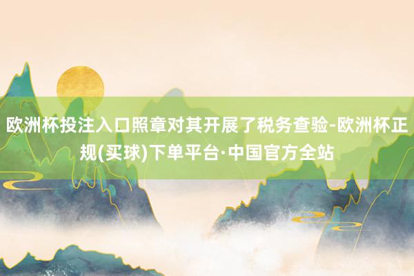 欧洲杯投注入口照章对其开展了税务查验-欧洲杯正规(买球)下单平台·中国官方全站