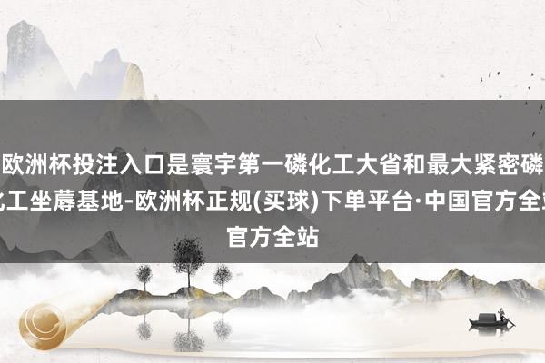 欧洲杯投注入口是寰宇第一磷化工大省和最大紧密磷化工坐蓐基地-欧洲杯正规(买球)下单平台·中国官方全站