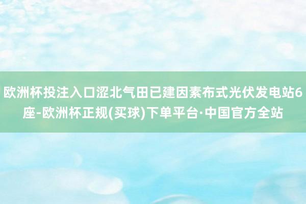欧洲杯投注入口涩北气田已建因素布式光伏发电站6座-欧洲杯正规(买球)下单平台·中国官方全站