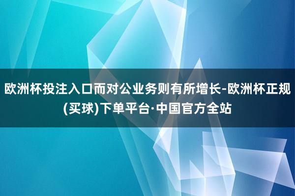 欧洲杯投注入口而对公业务则有所增长-欧洲杯正规(买球)下单平台·中国官方全站