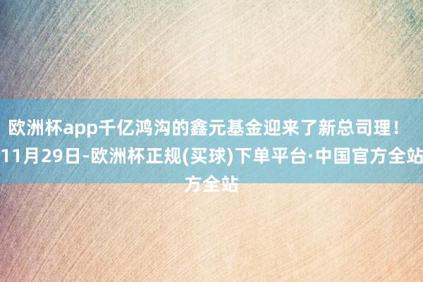 欧洲杯app千亿鸿沟的鑫元基金迎来了新总司理！ 11月29日-欧洲杯正规(买球)下单平台·中国官方全站