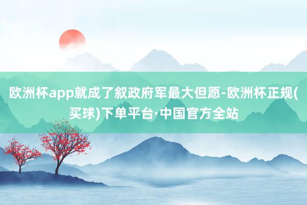 欧洲杯app就成了叙政府军最大但愿-欧洲杯正规(买球)下单平台·中国官方全站