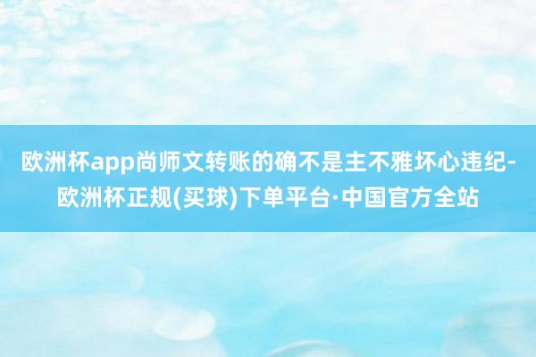 欧洲杯app尚师文转账的确不是主不雅坏心违纪-欧洲杯正规(买球)下单平台·中国官方全站