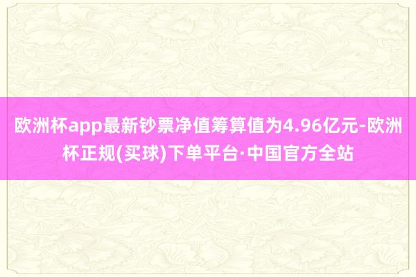 欧洲杯app最新钞票净值筹算值为4.96亿元-欧洲杯正规(买球)下单平台·中国官方全站